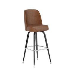 James Commercial Grade Metal Barstool with Weathered Brown Swivel Bucket Seat