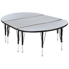2 Piece 76" Wave Grey Thermal Activity Table Set - Height Adjustable Short Legs