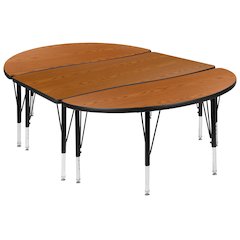 2 Piece 76" Wave Oak Thermal Activity Table Set - Height Adjustable Short Legs