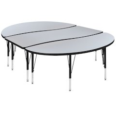 2 Piece 86" Wave Grey Thermal Activity Table Set - Height Adjustable Short Legs