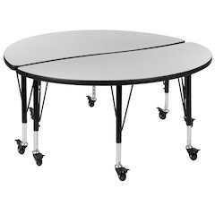 2 Piece Mobile 47.5" Circle Wave Grey Thermal Kids Adjustable Activity Table Set