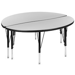 2 Piece 47.5" Circle Wave Grey Thermal Activity Table Set - Height Short Legs