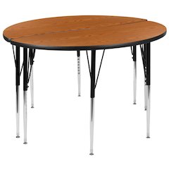 2 Piece 47.5" Circle Wave Oak Thermal Activity Table Set - Standard Height Legs