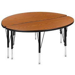 2 Piece 47.5" Circle Wave Oak Thermal Activity Table Set - Height Short Legs