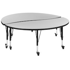 2 Piece Mobile Emmy 60" Circle Wave Grey Thermal Kids Activity Table Set