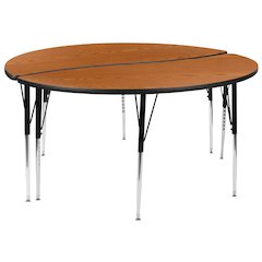 2 Piece Emmy 60" Circle Wave Oak Thermal Activity Table Set
