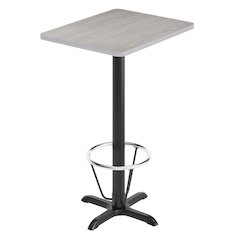 24'' x 30'' Gray Rectangular Laminate Table Top with Black Bar Height Base
