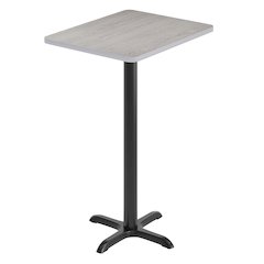 24'' x 30'' Gray Rectangular Laminate Table Top with Black Bar Height Base