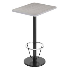 24'' x 30'' Gray Rectangular Laminate Table Top with Black Round Bar Table Base