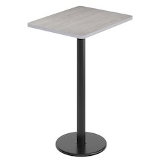 24'' x 30'' Gray Rectangular Laminate Table Top with Black Round Bar Table Base