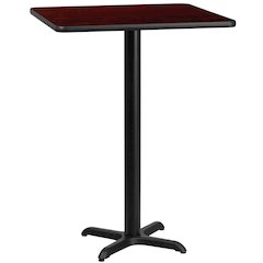 24'' Square Mahogany Laminate Table Top with 22'' x 22'' Bar Height Table Base