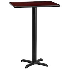 24'' x 30'' Rectangular Mahogany Laminate Table Top with 22'' x 22'' Bar Height Table Base