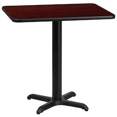 24'' x 30'' Rectangular Mahogany Table Top with 22'' x 22'' Table Height Base