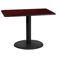 24'' x 42'' Rectangular Mahogany Table Top with 24'' Round Table Height Base
