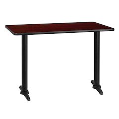30'' x 42'' Rectangular Mahogany Table Top with 5'' x 22'' Table Height Bases