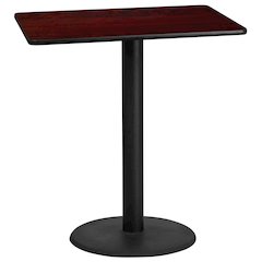 30'' x 42'' Rectangular Mahogany Table Top with 24'' Round Bar Height Table Base