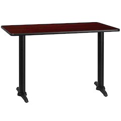 30'' x 48'' Rectangular Mahogany Table Top with 5'' x 22'' Table Height Bases