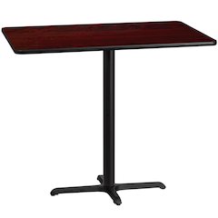 30'' x 48'' Mahogany Table Top with 23.5'' x 29.5'' Bar Height Table Base