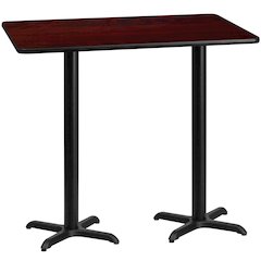 30'' x 60'' Mahogany Table Top with 22'' x 22'' Bar Height Table Bases