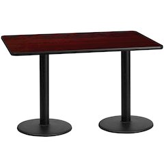 30'' x 60'' Rectangular Mahogany Table Top with 18'' Round Table Height Bases