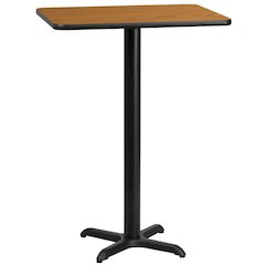 24'' x 30'' Rectangular Natural Table Top with 22'' x 22'' Bar Height Table Base
