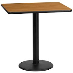 24'' x 30'' Rectangular Natural Table Top with 18'' Round Table Height Base