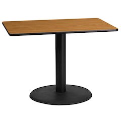 24'' x 42'' Rectangular Natural Table Top with 24'' Round Table Height Base
