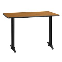 30'' x 42'' Rectangular Natural Table Top with 5'' x 22'' Table Height Bases