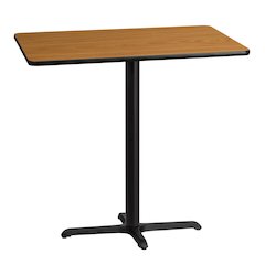 30'' x 42'' Natural Table Top with 23.5'' x 29.5'' Bar Height Table Base