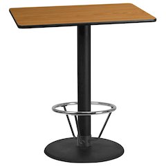 30'' x 42'' Natural Table Top with 24'' Round Bar Height