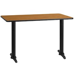 30'' x 48'' Rectangular Natural Table Top with 5'' x 22'' Table Height Bases