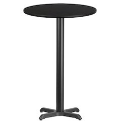 24'' Round Black Laminate Table Top with 22'' x 22'' Bar Height Table Base
