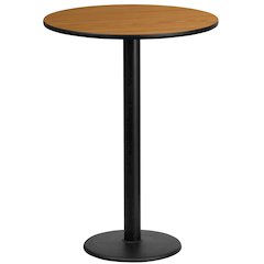 24'' Round Natural Laminate Table Top with 18'' Round Bar Height Table Base