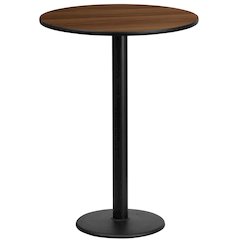 24'' Round Walnut Laminate Table Top with 18'' Round Bar Height Table Base