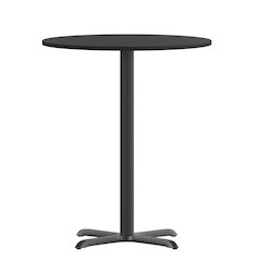 30'' Round Black Laminate Table Top with 22'' x 22'' Bar Height Table Base