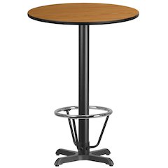 30'' Round Natural Table Top with 22'' x 22'' Bar Height