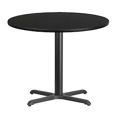 36'' Round Black Laminate Table Top with 30'' x 30'' Table Height Base
