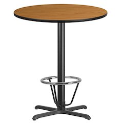 36'' Round Natural Table Top with 30'' x 30'' Bar Height