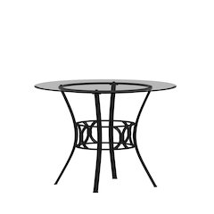 42'' Round Glass Dining Table with Black Metal Frame