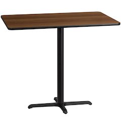 30'' x 48'' Walnut Table Top with 23.5'' x 29.5'' Bar Height Table Base