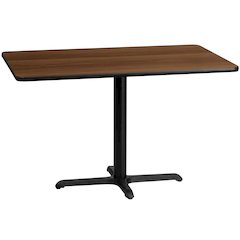 30'' x 48'' Rectangular Walnut Table Top with 23.5'' x 29.5'' Table Height Base