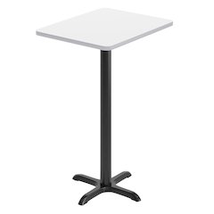 24'' x 30'' White Rectangular Laminate Table Top with Black Bar Height Base