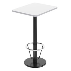 24'' x 30'' White Rectangular Laminate Table Top with Black Round Bar Table Base
