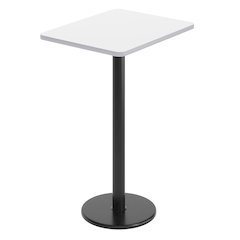 24'' x 30'' White Rectangular Laminate Table Top with Black Round Bar Table Base
