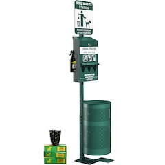 Pet Waste Station with Lidded Pedal Trash Can