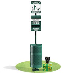 Pet Waste Station with Lidded Trash Can