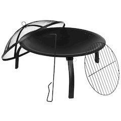 22.5" Foldable Wood Burning Firepit with Mesh Spark Screen and Poker