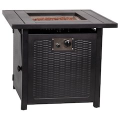 28" Propane Gas Fire Pit Table with Stainless Steel Tabletop - Black