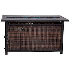 45"x 25" Propane Gas Fire Pit Table with Stainless Steel Tabletop-Espresso/Black