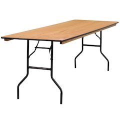 8-Foot Rectangular Wood Folding Banquet Table with Clear Coated Finished Top